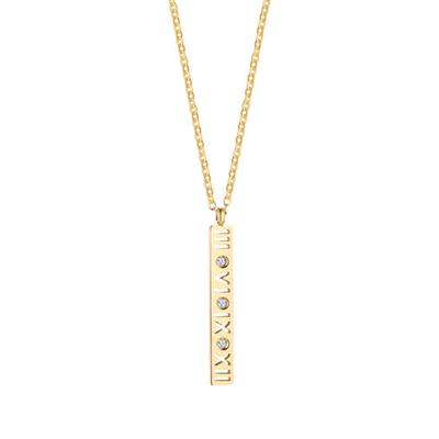 China Wholesale-Jewelry TRENDY 18k Gold Plated Stainless Steel Roman Numeral Necklace for sale