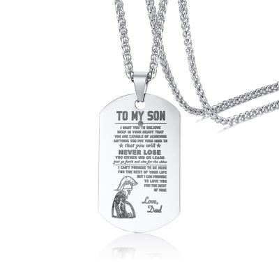 China Jwellery FASHIONABLE Wholesale Necklace Multi Color Blue Plated Stainless Steel Army Pendant Necklace Engraved 