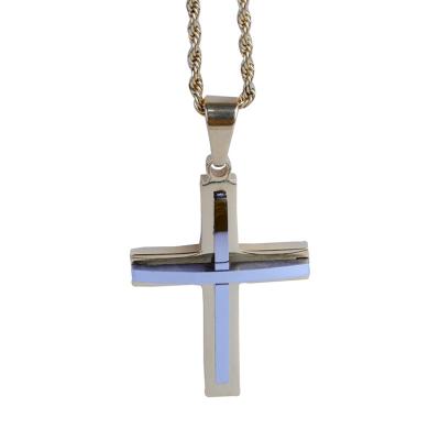 China Whole Sale Stainless Steel Religious Unique Porcelain Men's Pendant Latest Christian Cross Charms Necklace for sale