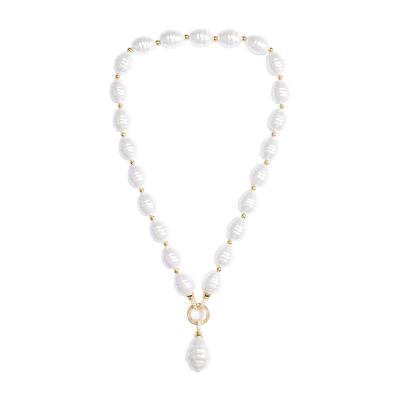 China Fashionable Hot Selling Styles Water Drop Cream Bead Pendant Necklace Designs for sale