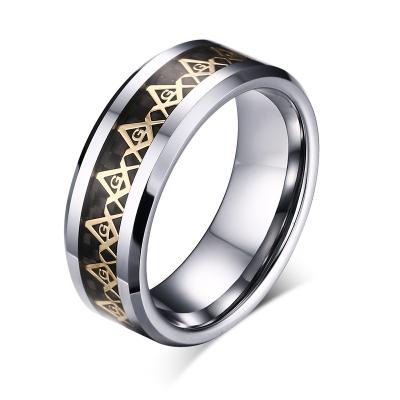 China 2021 New Style Fashion Pattern Black Gold FASHION Decorative Titanium Tungsten Steel Ring For Men for sale