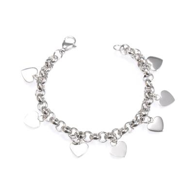 China TRENDY Fashion Handmade Stainless Steel Heart Charm Bracelet for sale