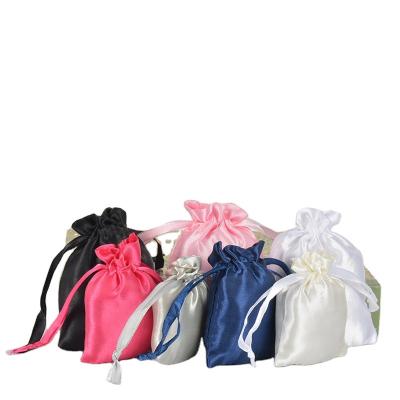 China Wholesale Customized Gift Size Silky Satin Wig Bags Wig Tool Storage Pouches Soft Satin Bags With Drawstring For Wigs for sale