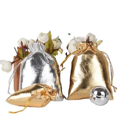 China Wholesale 10*14cm Nylon+Polyester PET Gift Bags Christmas Tree Decorations Gold Silver Pouch Sustainable Cosmetics Makeup Pouch for sale