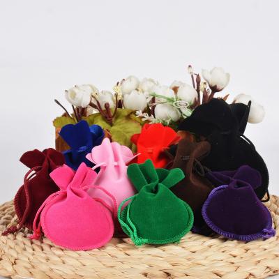 China Factory Wholesale Velvet Pouches Recyclable For Jewelry Various Colors Gourd Bags With Drawstring Small Gift Packaging Bags for sale