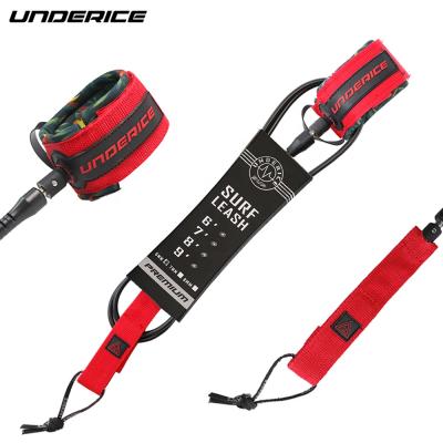 China Unisex Custom Red Comp Surf Leg Rope SIP Leash OEM Logo Surfboard Leash 7mm 6ft/7ft for sale