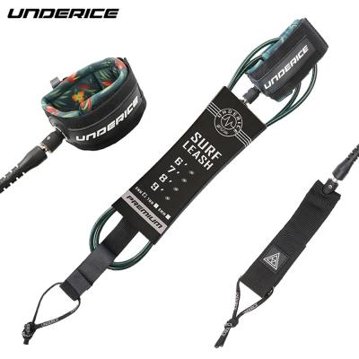 China Unisex Dark Green Custom Comp Surf Leg Rope OEM Logo Surfboard Leash 7mm 6ft/7ft for sale