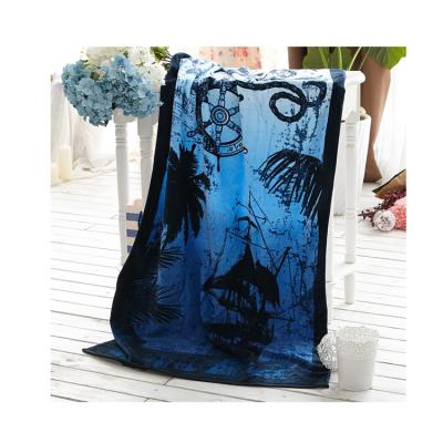 China Custom Made High Quality Sustainable Cotton Velvet 100% Reactive Printing Beach Towel Bath Towel for sale