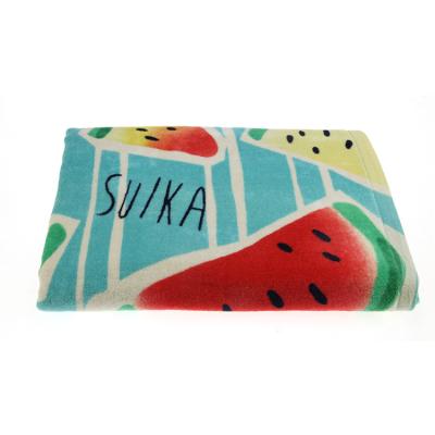 China Sustainable 100% Cotton Printing Beach Towel Custom Yarn Dyed Reactive Velvet Printing Beach Towel for sale