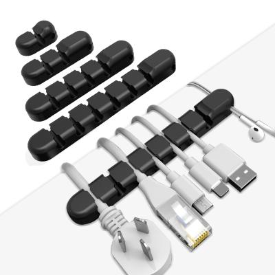 China Original 2021 Food Grade New Silicone Desk Cable USB Holder Clips Organizer Fixer Management Cord Clips for sale