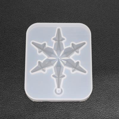 China Diy Crystal Epoxy Snowflake Silicone Mold Christmas Tree Charm Viable Snowflake Hanging Tag Pendant Hanger for sale