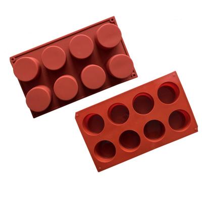 China 8 Round Cavity Chocolate Cookie Viable Silicone Baking Molds For Baking Round Cylinder Silicone Molds for sale