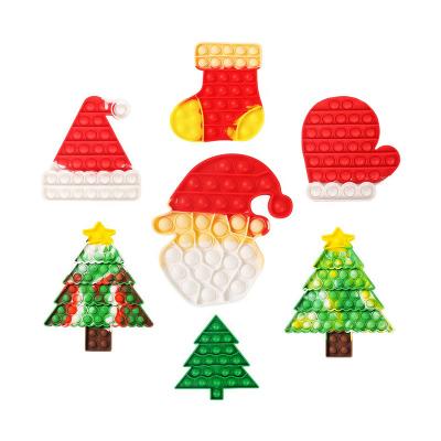 China Hot Sale Non-Toxic Eco-Friendly Stir Toy Tree Push Bubble Stress Relief Santa Claus Toys Xmas Gift Christmas Sensory Squeeze Toys for sale