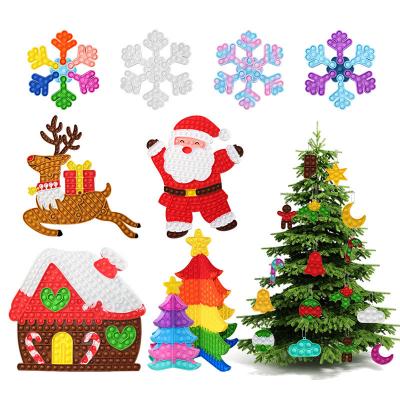 China Hot Sale Christmas Puzzle Pushing Bouncy Person Toys Rainbow Bubble Bouncy Person Relaxing Squeeze Toys Christmas Gift For Kids for sale