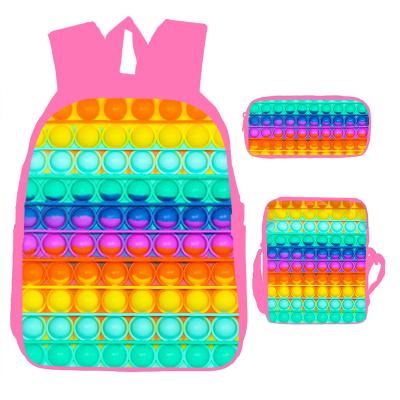 China Waterproof Hot Sale Kids Schoolbag Bookbags Stress Reliever Bubble Backpack Shoulder Bag Silicone Rainbow Bustle School Bags for sale