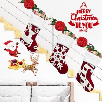 China Dacron Newest Christmas Candy Gift Bags Decoration Jars Santa Candy Gift Hanging Bags Christmas Stocking for sale