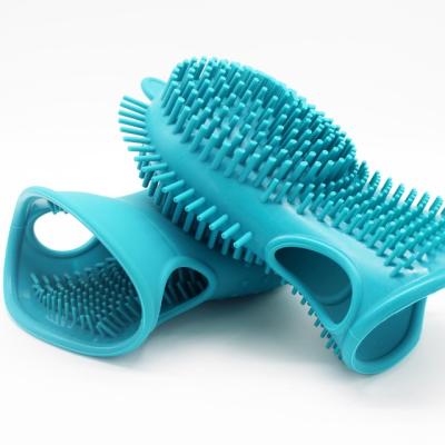 China New Version Viable Pet Bath Massage Silicone Pet Deshedding Hair Remover Grooming Mitt Dog Brush for sale