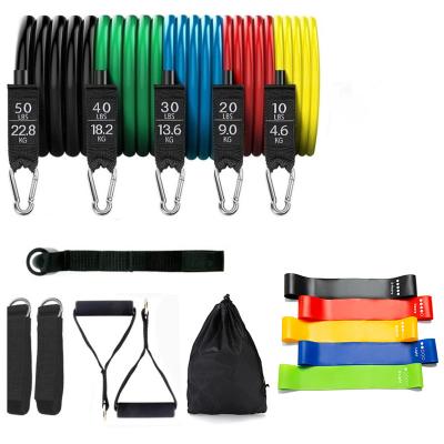 China 11pcs Band Fitness Resistance Bands Set Elastic Pull Rope Exercise Equipment Workout Band Yoga Stretching Tubes for sale