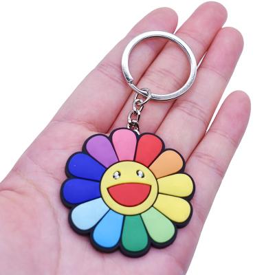 China 2021 Luxury Cute High Quality Shoes Accessories Factory Custom PVC 3D Flower Chain Key Chain for sale