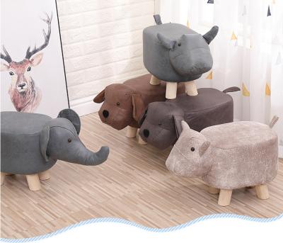 China Low Ottoman Sofa Stool Living Room Children Stool (Height) Adjustable Stool Wooden Creative Animal Home Stool Shoe for sale