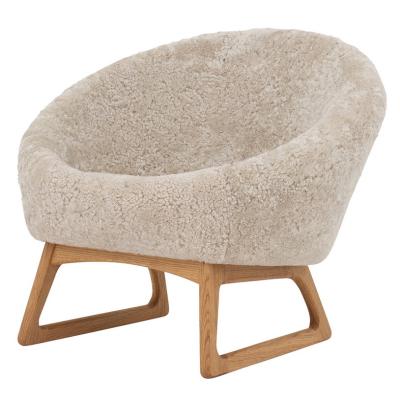 China (Other) Adjustable Wooden Egg Lounger Moonlight Sheepskin Oiled Oak Chair Comfortable Seater Solid Wood Home Rest Chait With Factory Price for sale