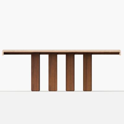 China Customized Solid Wood Dining Table Durable Rectangle Base Table Four Pillars Cast Iron Wood Dining Table For Home Dining for sale