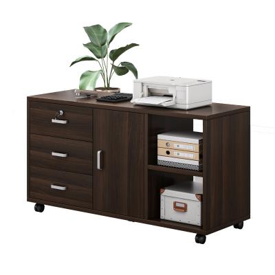 China Hot Selling Nordic Modern Simple Mobile (Other) Adjustable With Wheels Office Solid Wood File Cabinet for sale