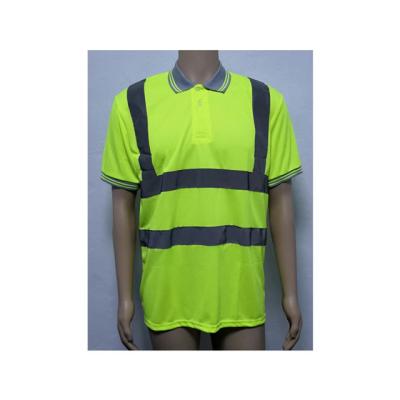 China 100% Polyester Anti-pilling Polo Short Sleeve Threaded Neckline Reflective Fiber Strips for sale