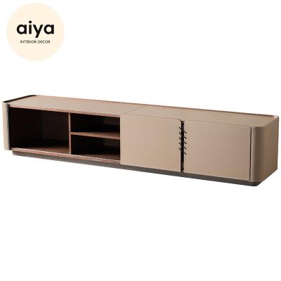 China New Modern Simple Design TV Cabinet Wooden TV Cabinet Leather Upholster TV Unit For Living Room for sale