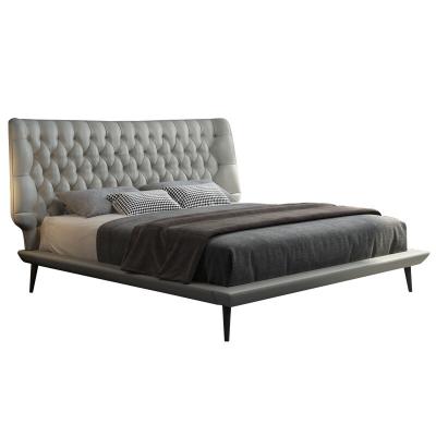 China Queen Size Leather Tufted Modern Tufted Headboard Bed Bedroom Furniture for sale