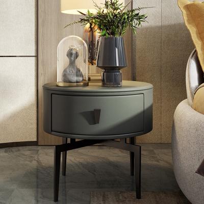 China Modern Minimalism Modern Nightstand Bedside Table With Drawer Around Leather Upholstered Table for sale