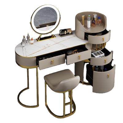 China Luxury PANEL Gold Stainless Steel Vanity Table With Drawer 3 Drawer Large Storage Dresser For Bedroom Room Use for sale