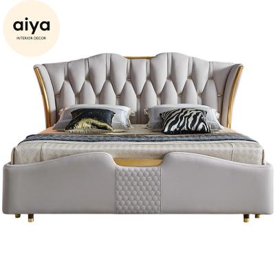 China European Style Platform Beds Italian Tufted Queen Size Soft Bed Headboard Sink Bed Frame Modern Queen Master Bedroom for sale