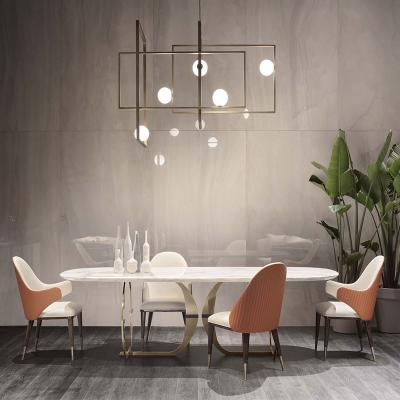 China Modern DINING TABLE Minimalism Marble Dining Table Italian Gold Stainless Steel Table and Chairs for sale