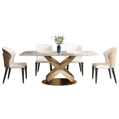 China Modern Nordic Rock Stone Top Dining Tables And Chairs Home Furniture Modern Rectangle Tables for sale