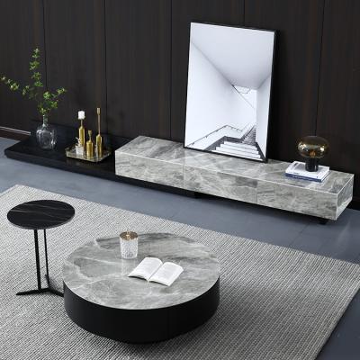 China Other Home Luxury Modern Marble Stand Ana Table Set With Drawer TV Furniture Cabinets Living Room Sets for sale