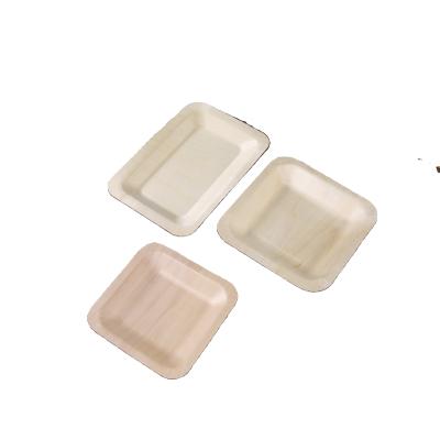 China Contemporary Wholesale Disposable Degradable Poplar Dish Set Cutlery Wooden Snack Tray for sale