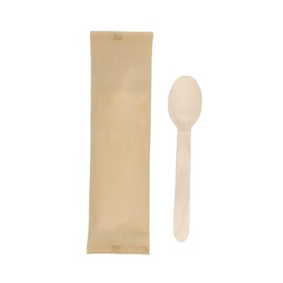 China Honey Kitchen Butter Fork And Disposable Knife Spoon Fruit For Kids Disposable Eco-Friendly Biodegradable Wooden Cutlery Set 160mm for sale