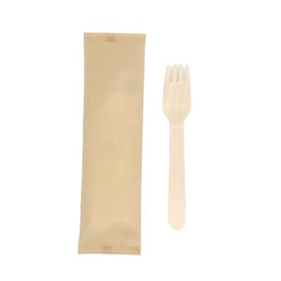 China Honey Kitchen Butter Fork And Disposable Knife Spoon Fruit For Kids Disposable Eco-Friendly Biodegradable Wooden Cutlery Set 160mm for sale