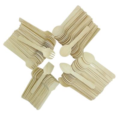 China Disposable Wooden Disposable Cutlery Wooden Spoons Fork Mini Size Wooden Salad Spoon for sale