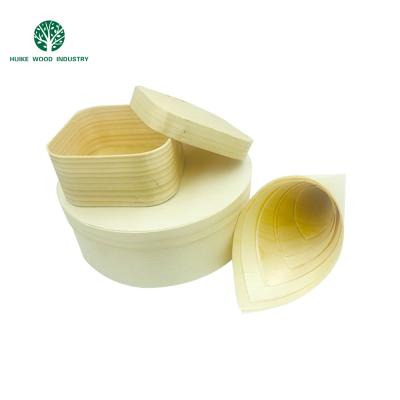 China Cheap Biodegradable Wholesale Custom Round Wooden Box Disposable Wooden Bento Box for sale