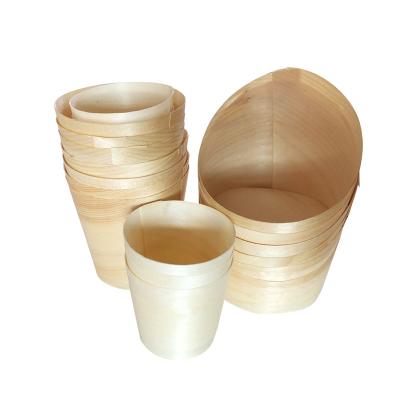 China Biodegradable made in china top quality sale best durable using wooden drink cups disposable wooden cup for sale