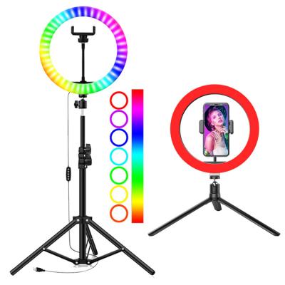 China 10 Inch Beauty Makeup RGB Color Colorful Light High Quality Live Stream Led Selfie Ring Fill Light for sale