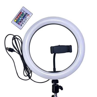 China 10 Inch RGB Adjustable Remote Control Live Broadcast Colorful Selfie Ring Light Brightness 10 Lights Selfie Ring Light for sale