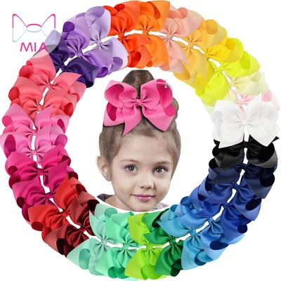 China Fashionable Customized Colorful 6 Inch Baby Ribbon Hair Bow With Clip Baby Hair Accessories For Girls for sale