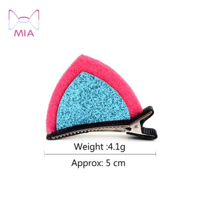 China Fashionable Mia Free Shipping Cute Cat Ear Tied On Striped Hair Clip For Girls Baby Hair Clip Baby Hair Accessories for sale