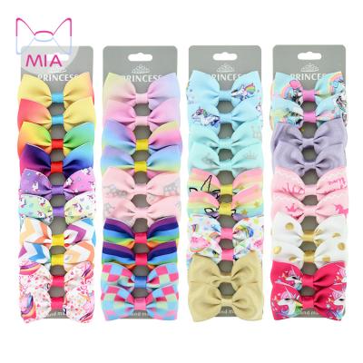 China 2.75 Inch Fashion 10pcs Hair Bow Card Unicorn Princess Ribbon Hair Bow Set Baby Hair Accessories 999 for sale