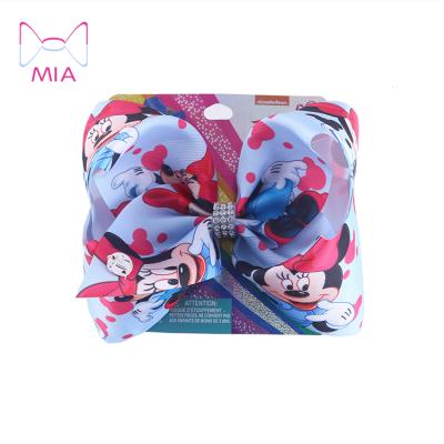 China Mia Free Shipping Fashion Mickey series jojo girls 8inch large size hair bows diamond hair clips for sale