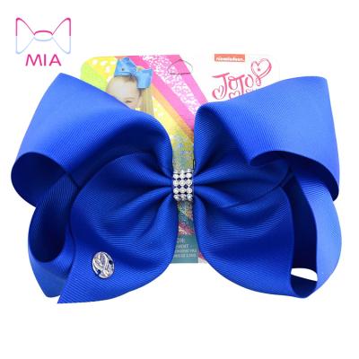 China Fashion big solid color 8 inch grosgrain ribbon blue siwa jojo red bow hair cut 837 j for sale