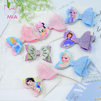 China Free Shipping Fashionable Children's Glitter Princess Pink Hair Bows Little Girl Baby Hair Clip Hair Accessories for sale